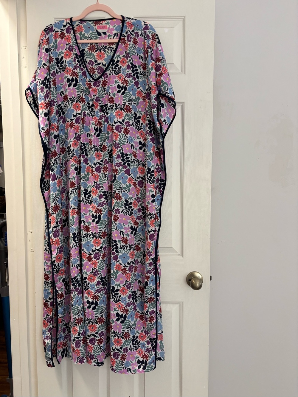 kate spade Girls' Floral V-Neck Kaftan Dress - Pink, Blue, Black